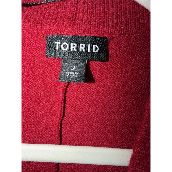 Torrid Rayon Longline V‎ Neck Cardigan Button Front Sweater Red Size 2 - Picture 3 of 11